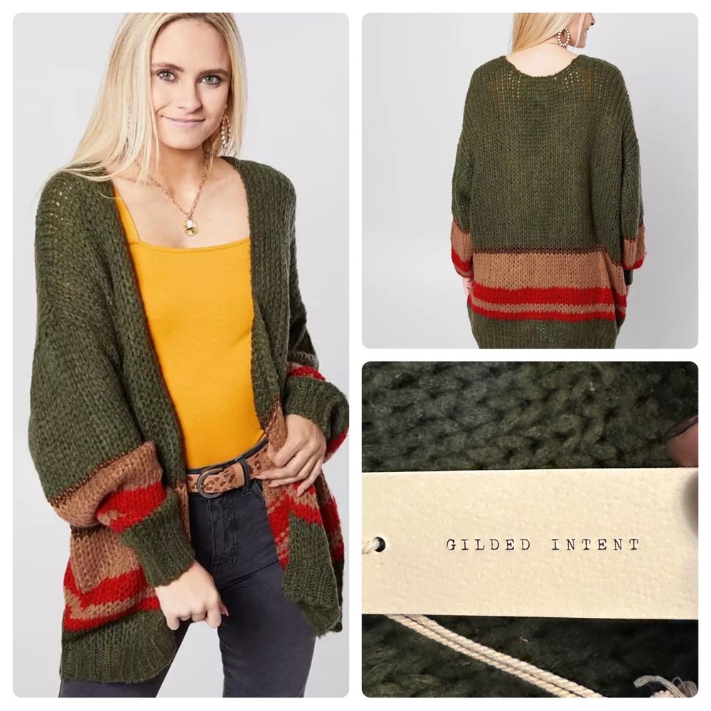 Gilded Intent | Collegiate Striped Cardigan